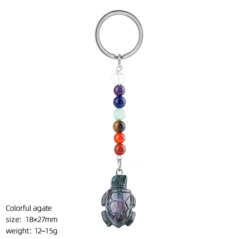 Indian agate turtle keychain