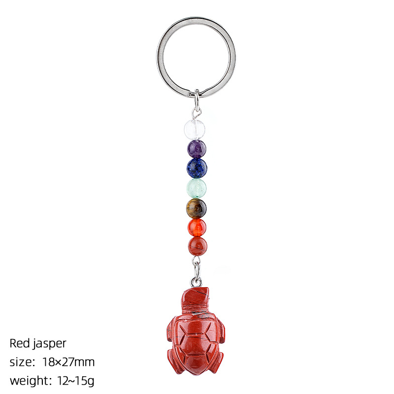Red jasper turtle keychain