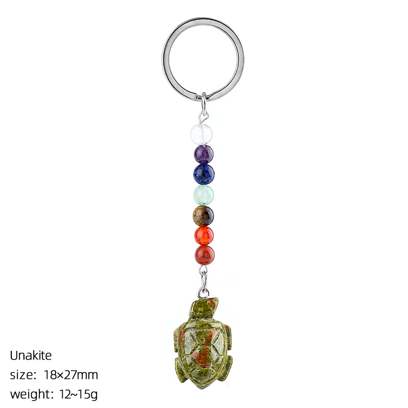 9:Flower green stone turtle keychain