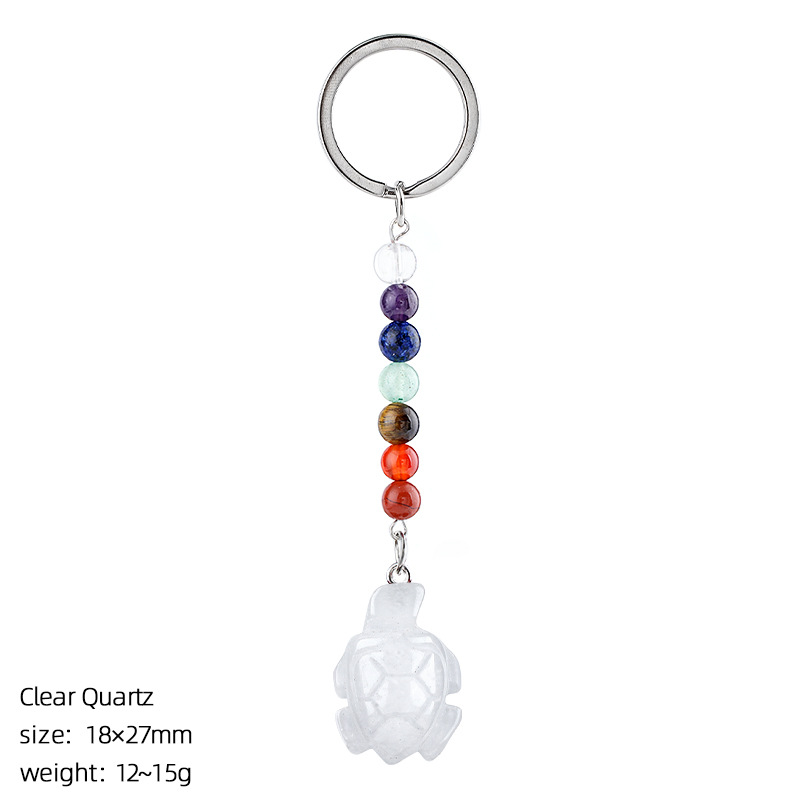 10:White crystal turtle keychain