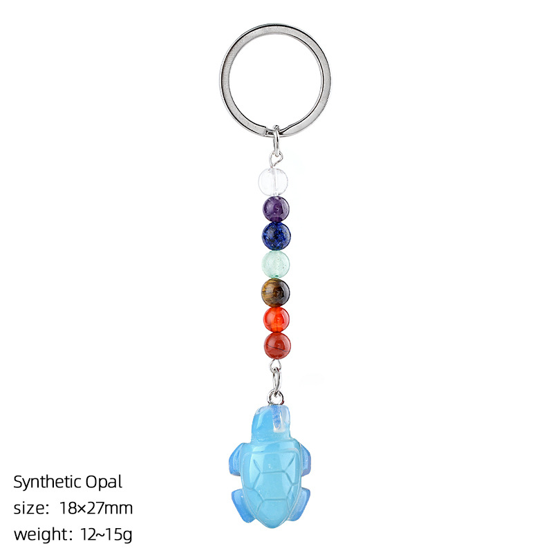 12:Opal (artificial) turtle keychain