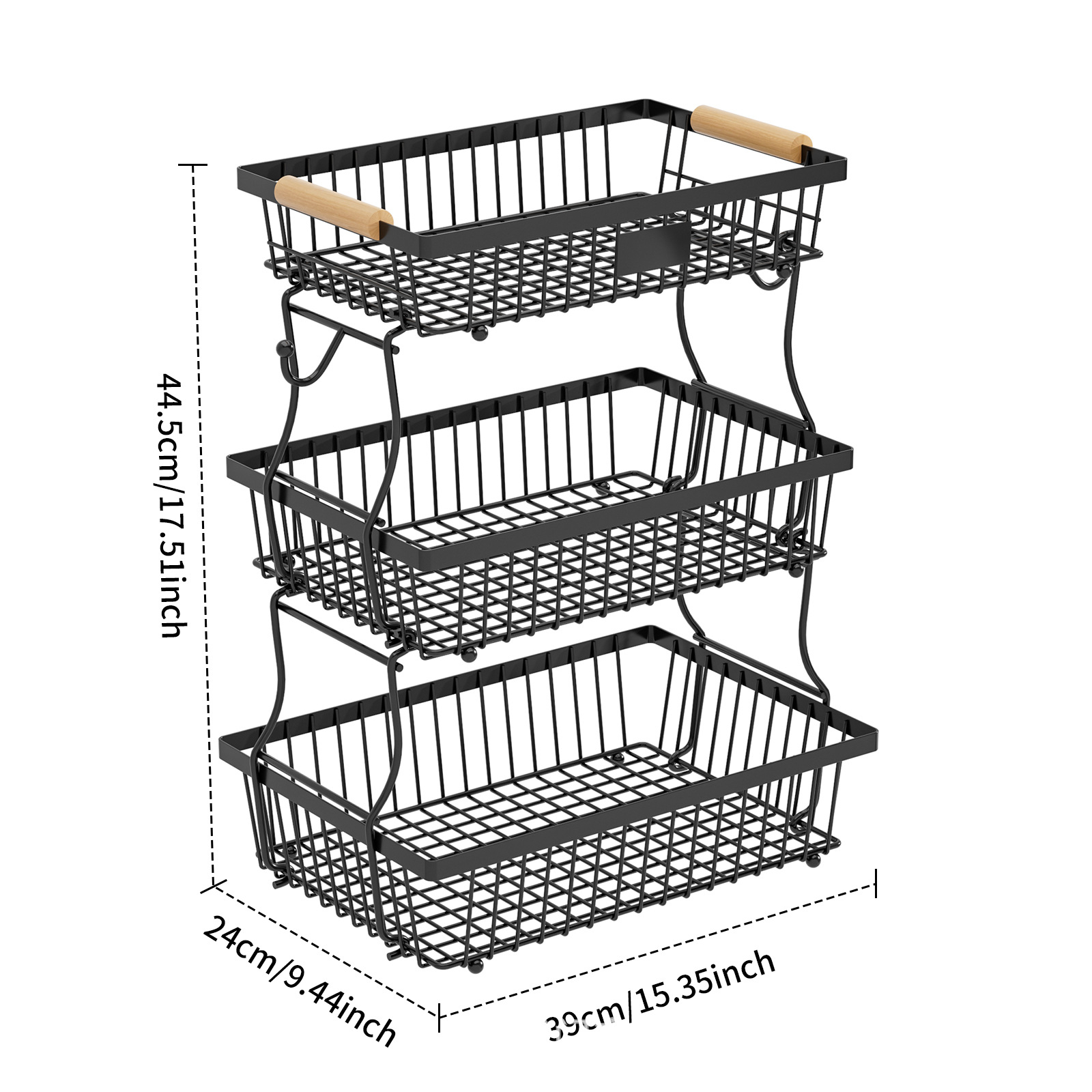 Black three-tier