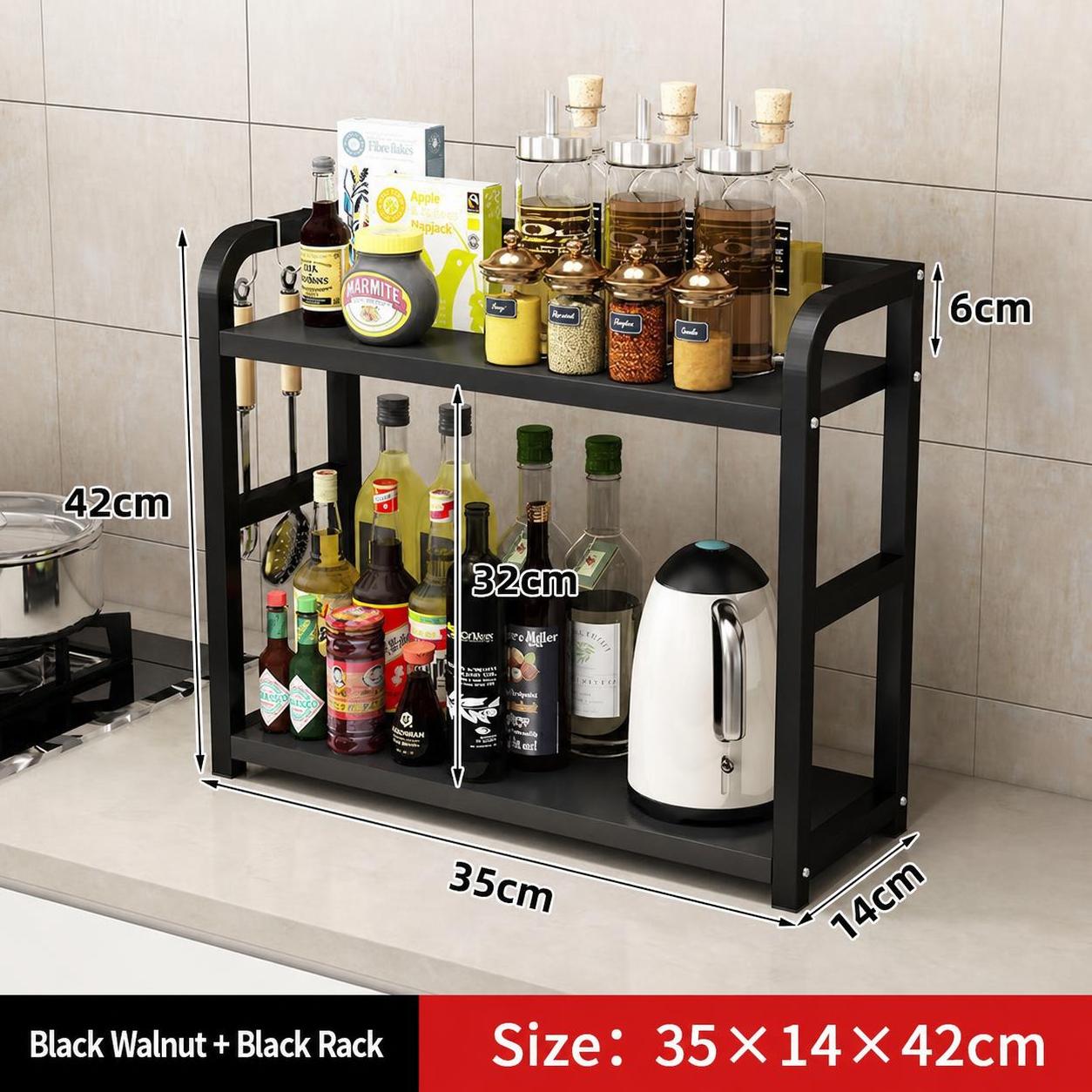 35cm length black frame   black walnut board 2-tier
