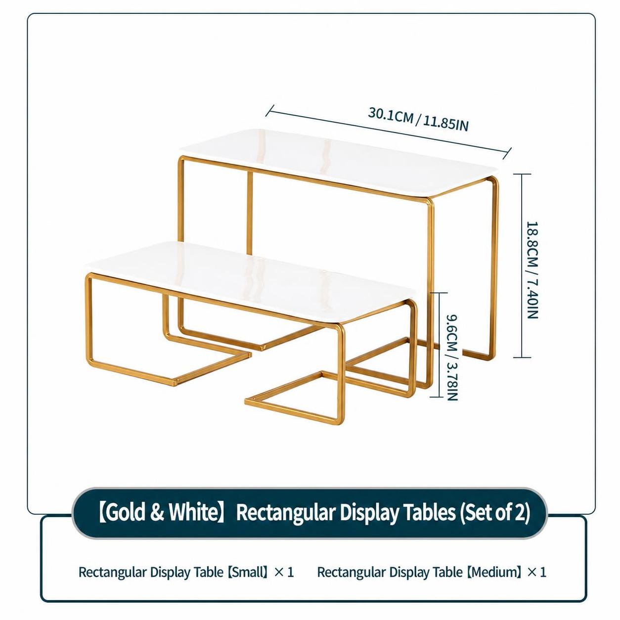 [gold and white] rectangular table small and medium two-piece set