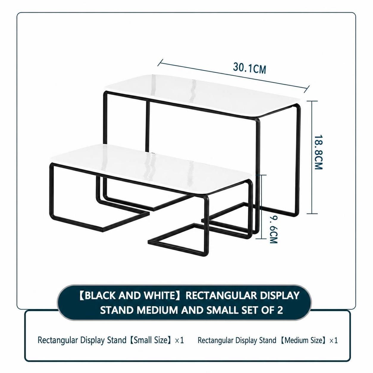 [black and white] rectangular table small and medium two-piece set