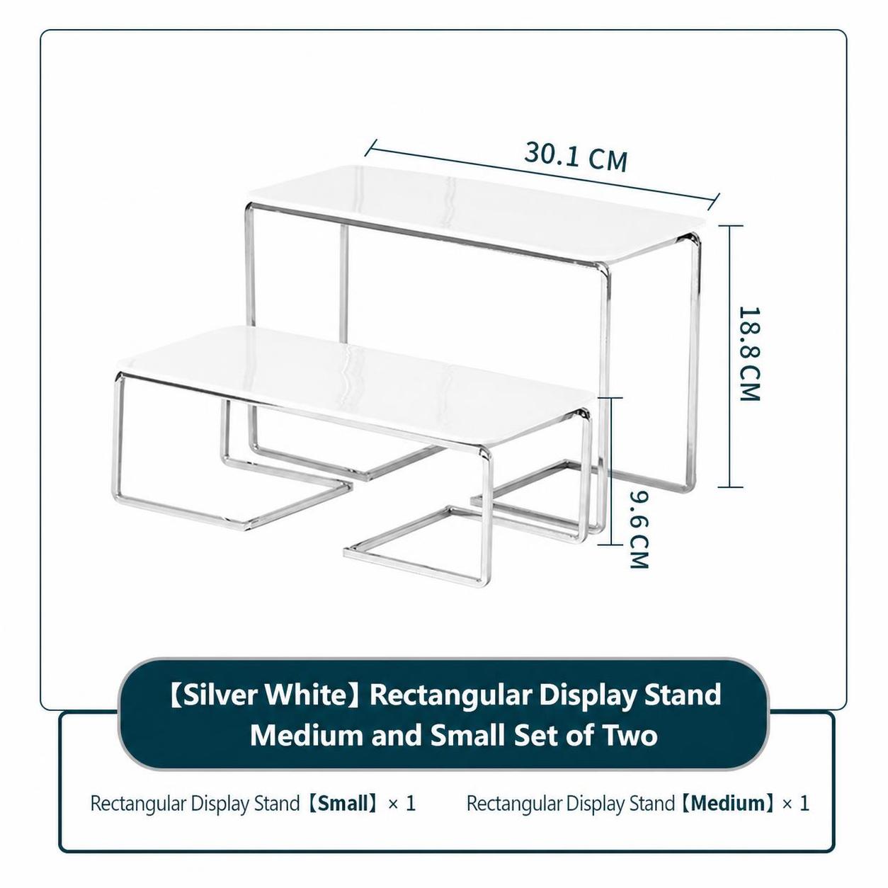 [silver white] rectangular table small and medium two-piece set