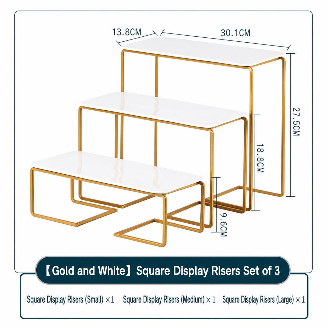 [gold and white] rectangular table three-piece set