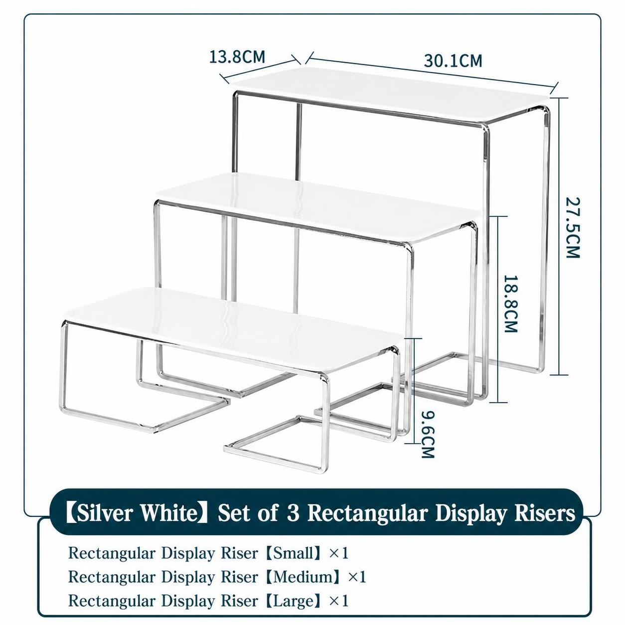 [silver white] rectangular table three-piece set