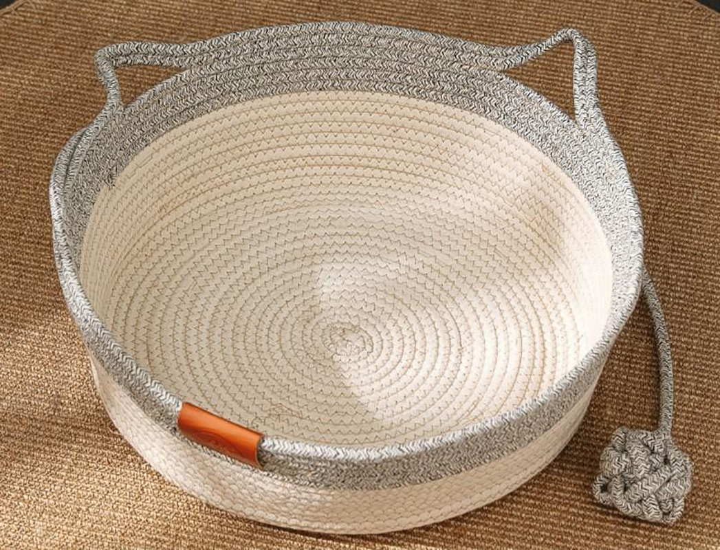 42x14cm Cotton rope rattan nest gray medium size