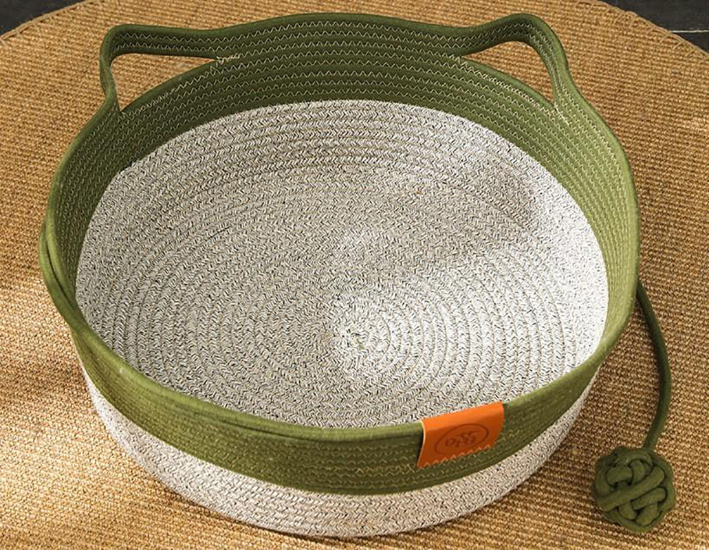 42x14cm  Cotton rope rattan nest green   gray medium size