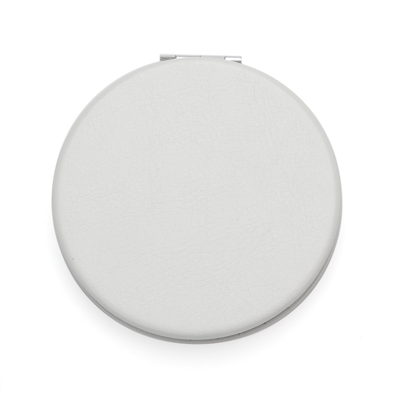 Round inner magnetic pu white leather cosmetic mir