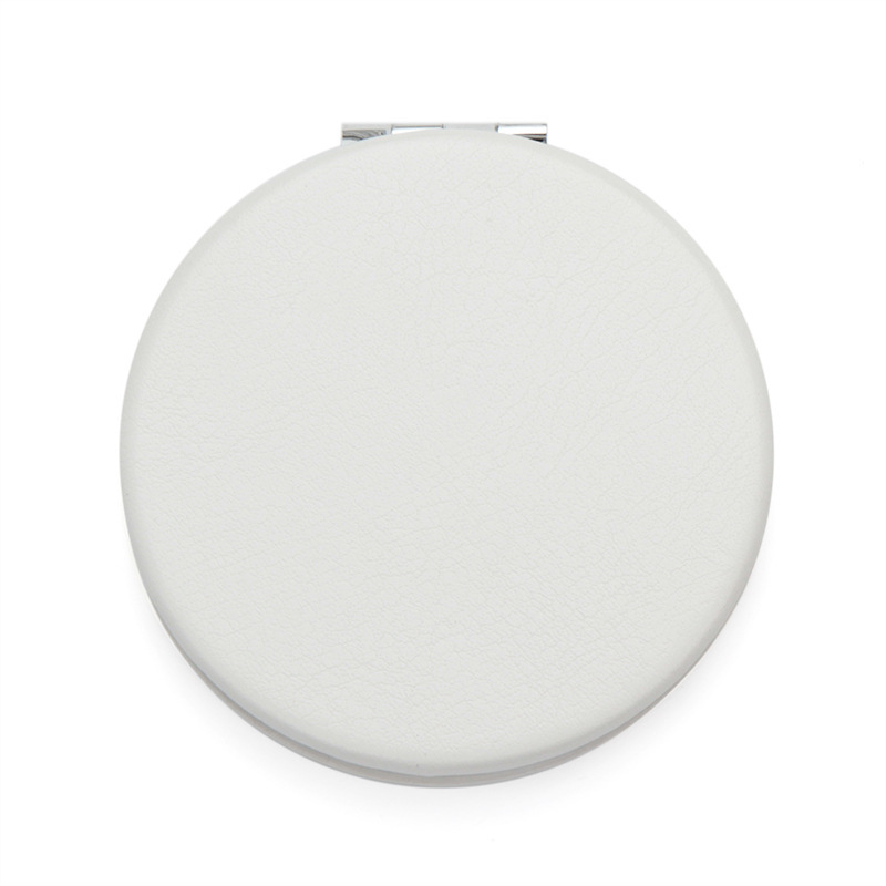 Round outer magnetic pu white leather cosmetic mir