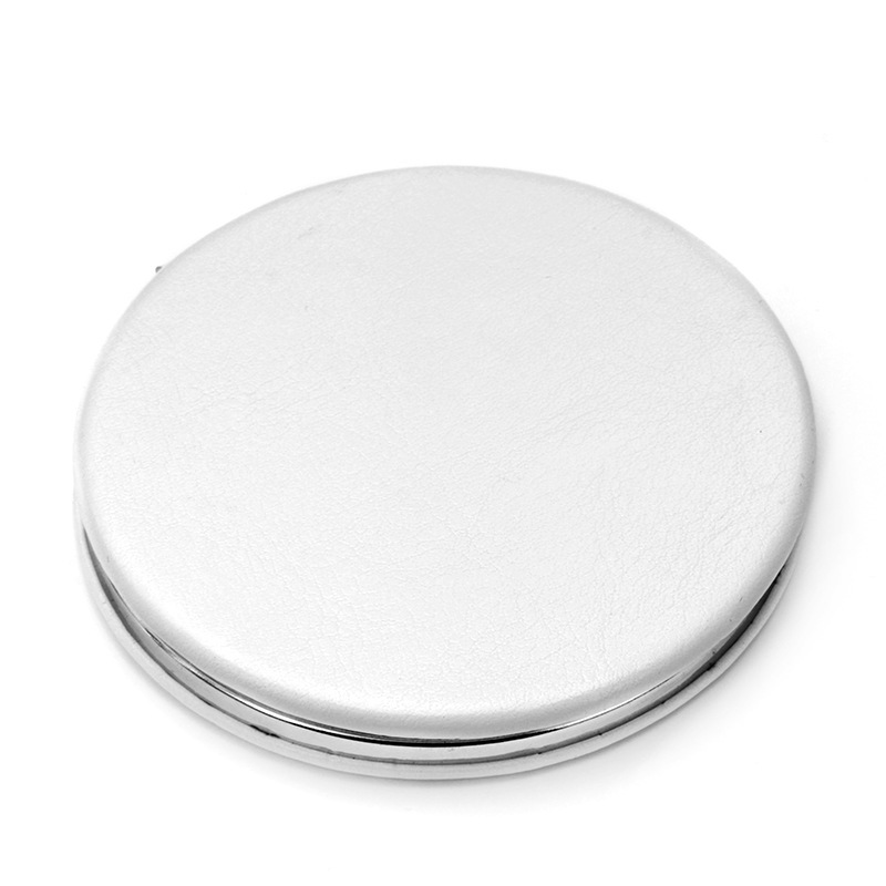 Round inner magnetic pu white leather cosmetic mir