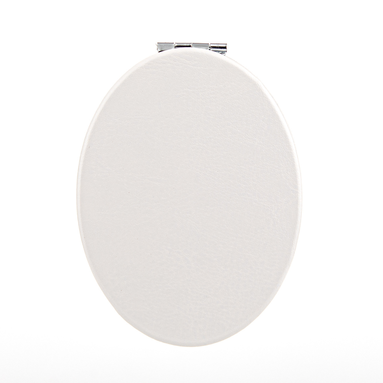 Oval outer magnetic pu white leather cosmetic mirr