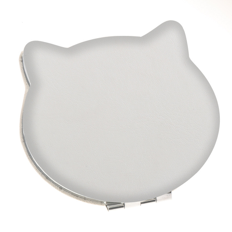Cat head shaped inner magnetic pu white leather co