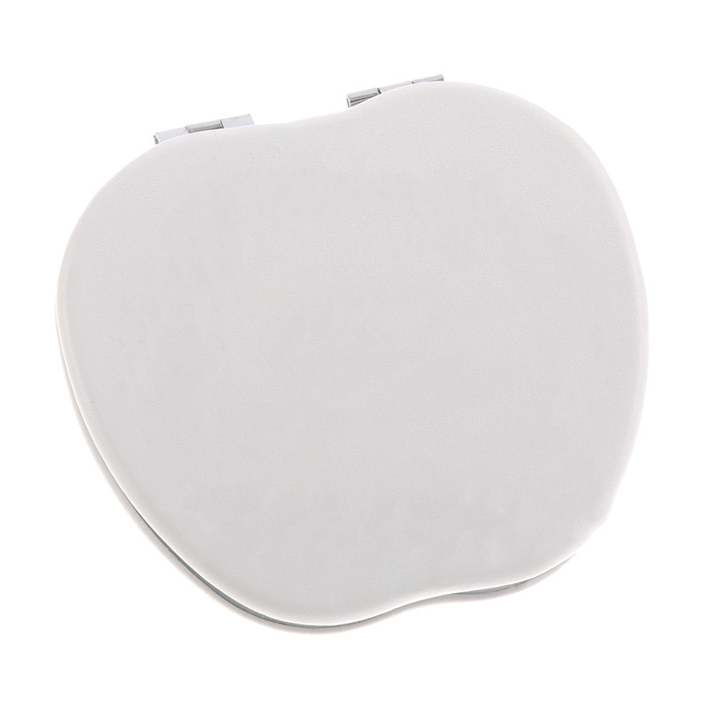 Apple-shaped pu white leather cosmetic mirror 65*7