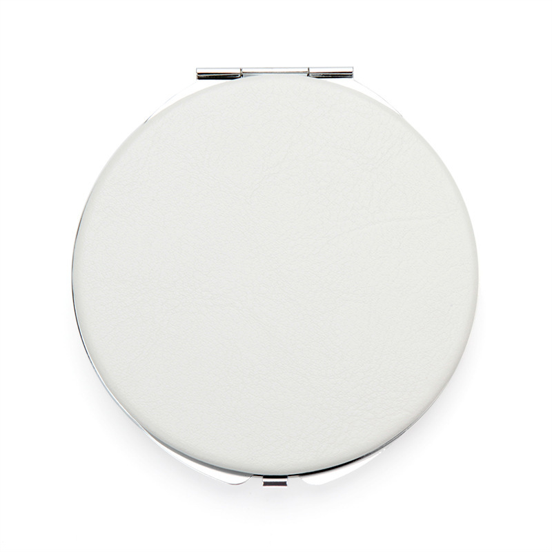 Round buckle pu white leather cosmetic mirror 80*8