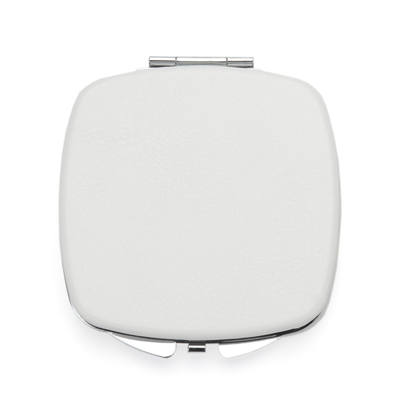 Rounded square buckle pu white leather cosmetic mi