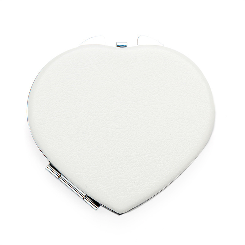 Heart-shaped buckle pu white leather cosmetic mirr