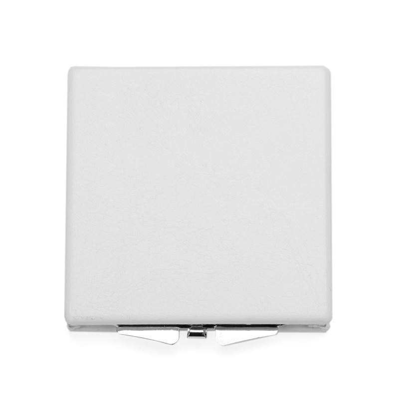 Square snap-on pu white leather cosmetic mirror 60