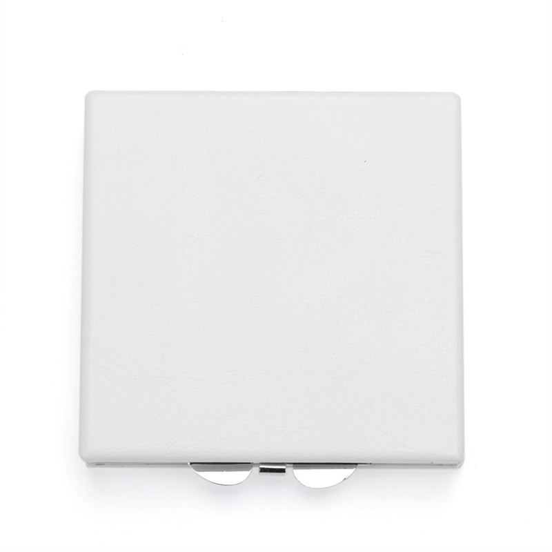Square snap-on pu white leather cosmetic mirror 70