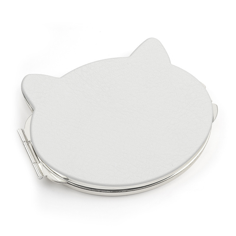 Cat head buckle pu white leather cosmetic mirror 7