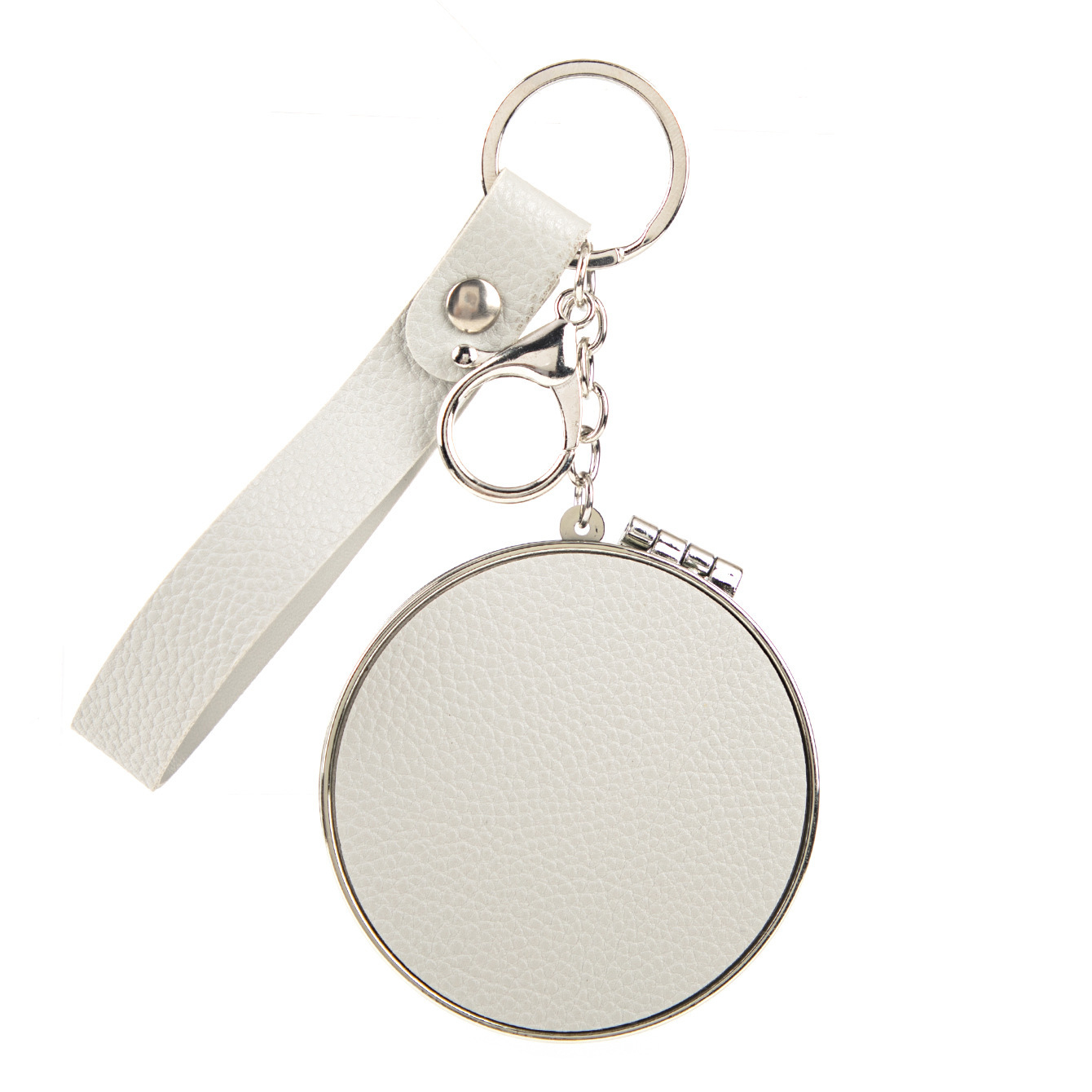 Round leather cord keychain cosmetic mirror 60*60m