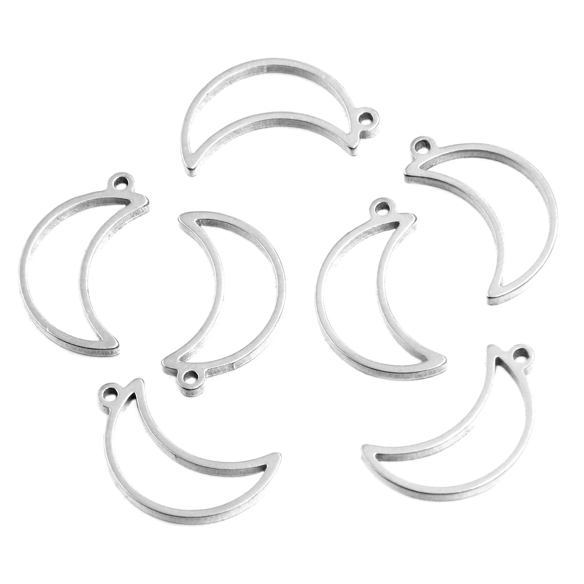 Steel color moon small 10x17x1.2mm0.4g
