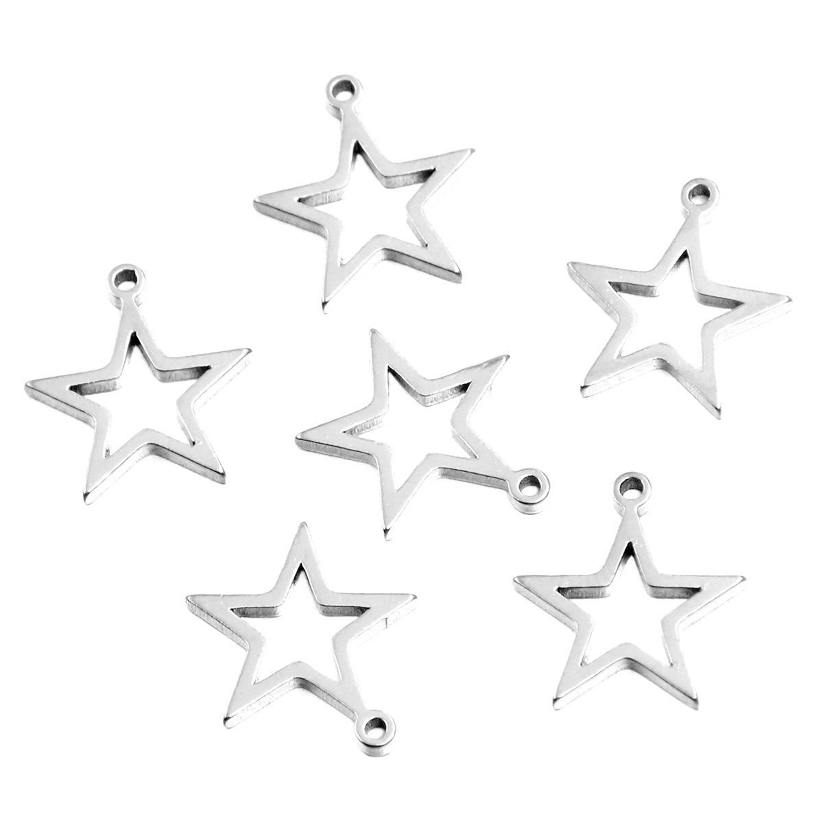 Steel color five-pointed star small 13x15x1.2mm0.4