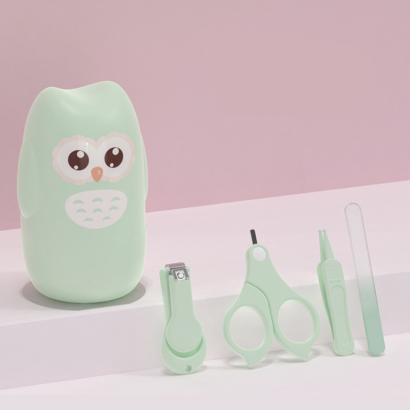 Owl nail clippers set-mint green