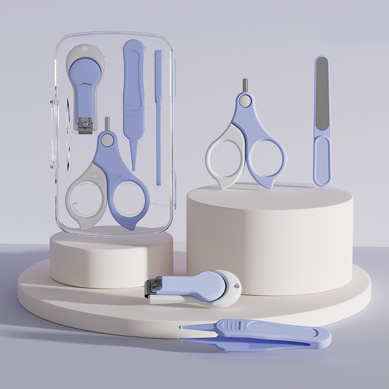 Transparent Boxed Nail Cutters Set of Four-Sky Blue