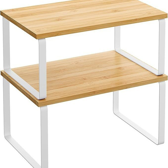 Bamboo color   white iron frame two-piece set