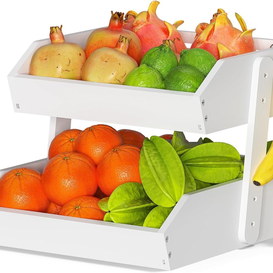 Two-layer fruit basket white