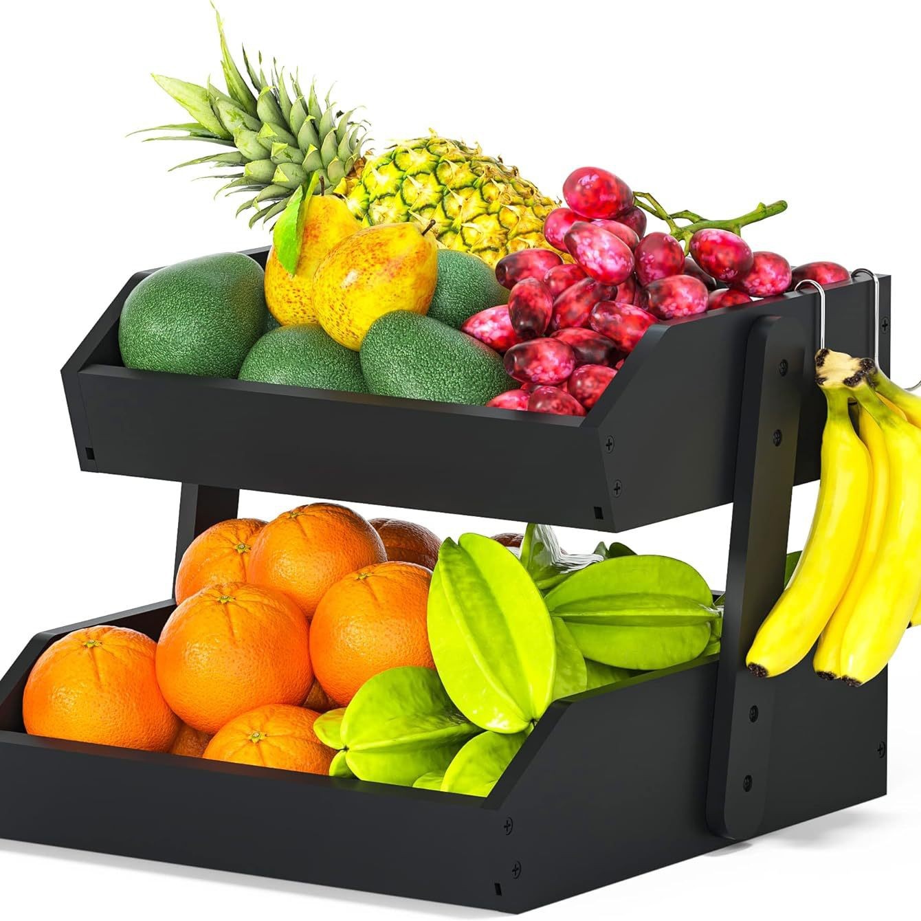 Two-layer fruit basket black