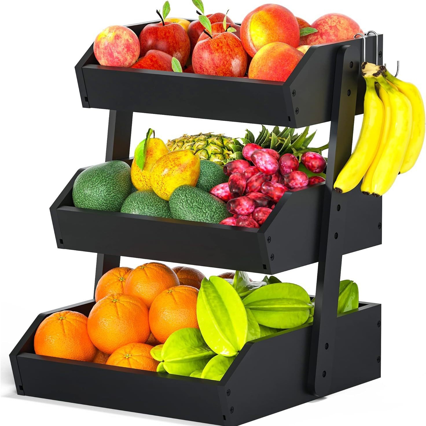 Three-layer fruit basket black