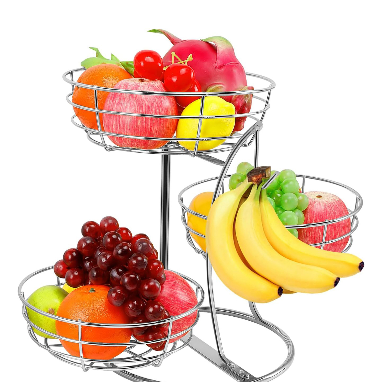 Silver iron fruit storage basket