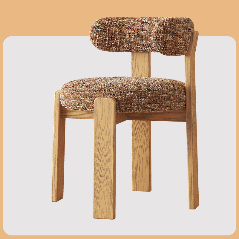 Natural wood color   floral orange chenille (diy installation)