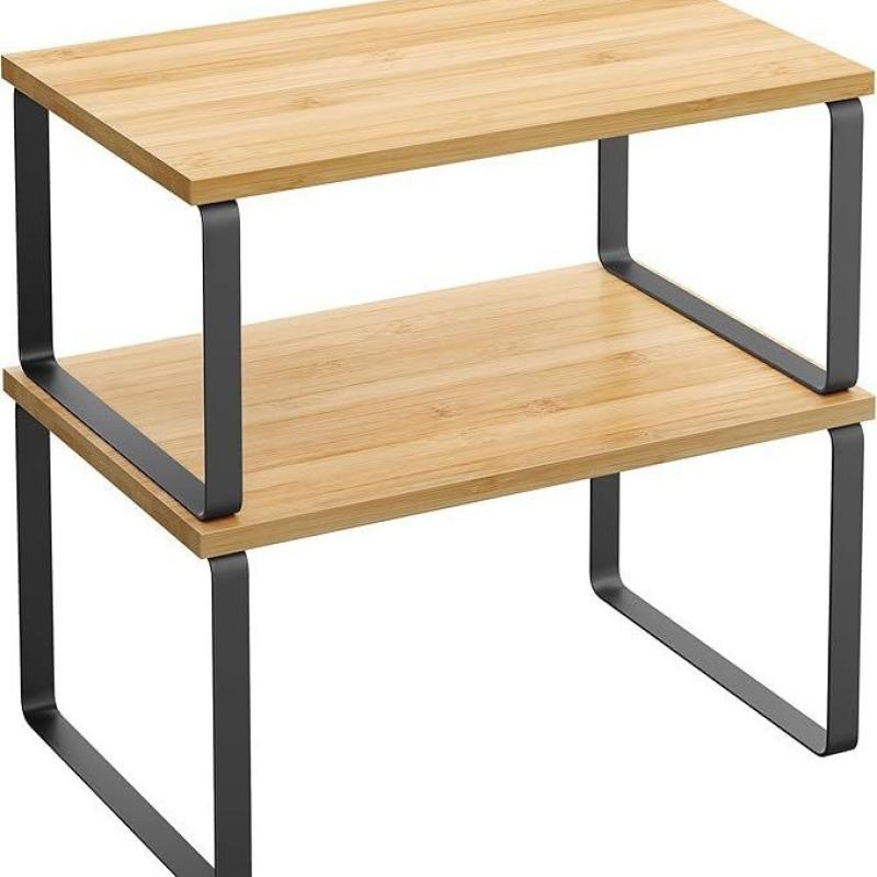 Bamboo color   black iron frame two-piece set