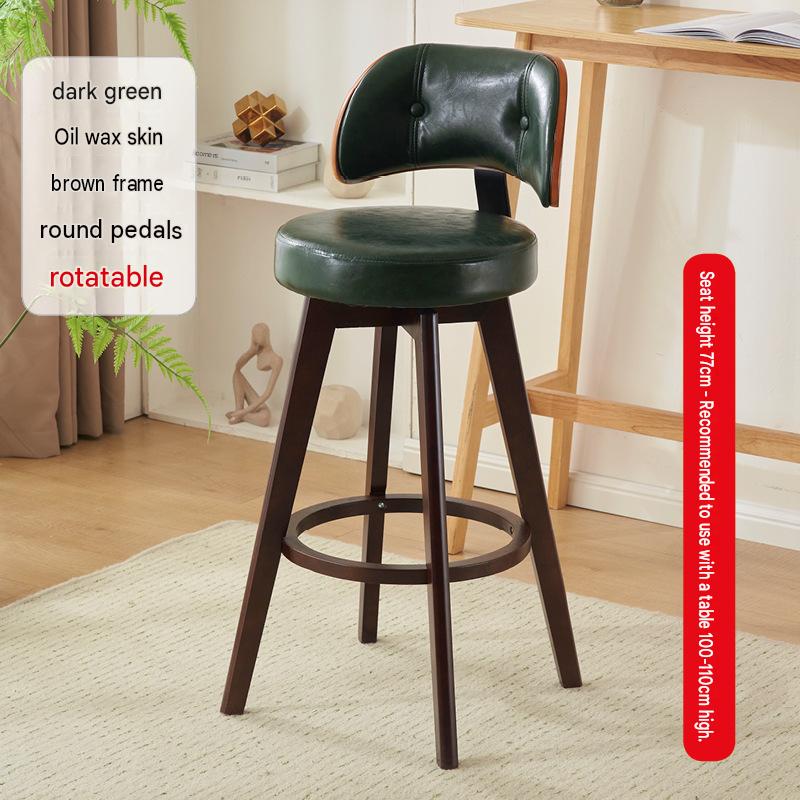Rotating brown wooden frame   dark green oil wax leather