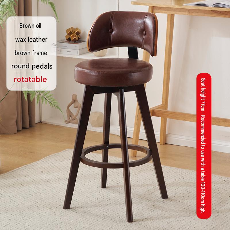 Rotating brown wooden frame   brown oil wax leather