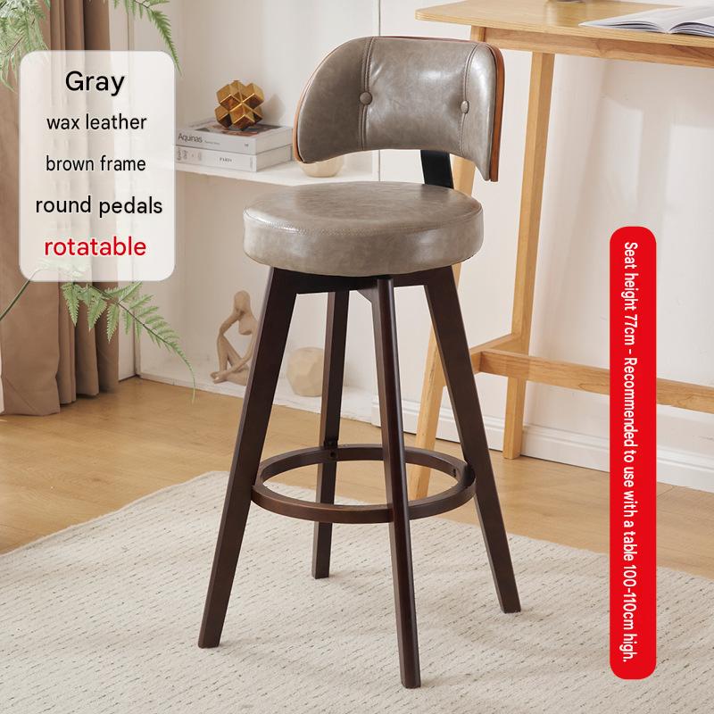 Rotating brown wooden frame   gray oil wax leather