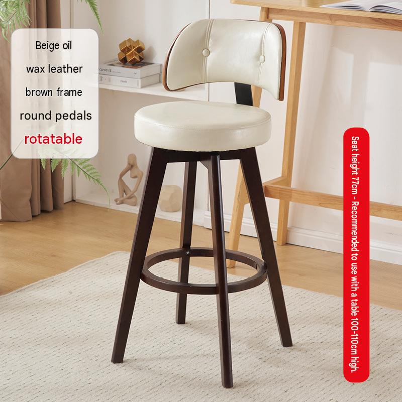 Rotating brown wooden frame   off-white oil wax leather