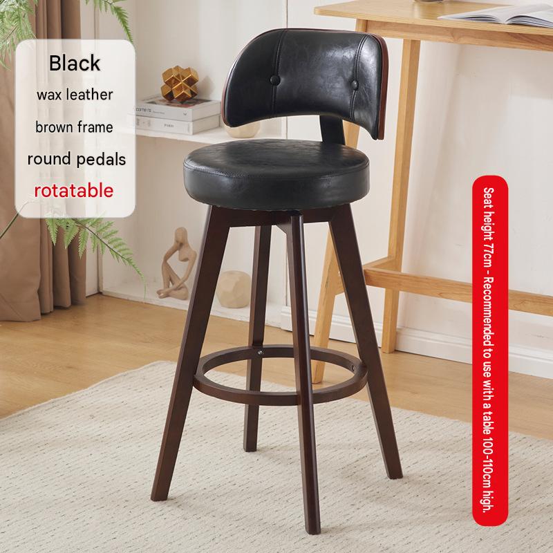 Rotating brown wooden frame   black oil wax leather