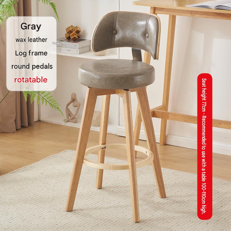 Rotating natural wood frame   gray oil wax leather