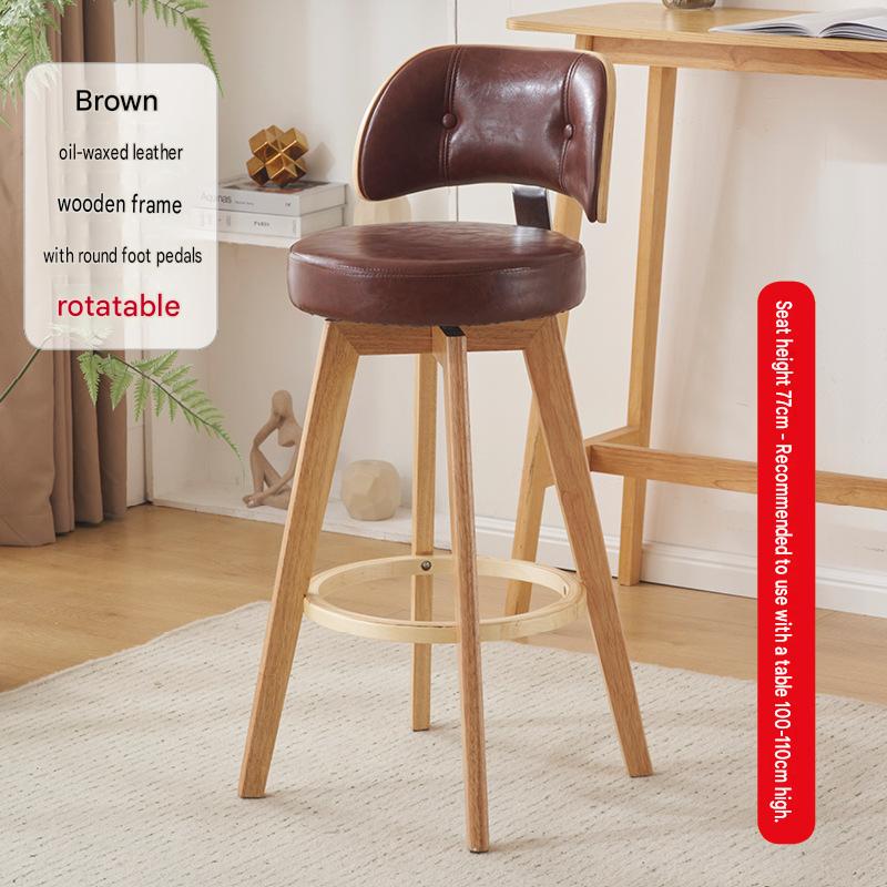 Rotating natural wood frame   brown oil wax leather