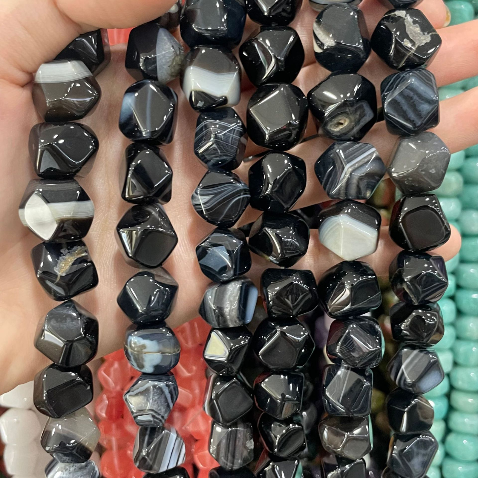 black lace agate 14-16mm