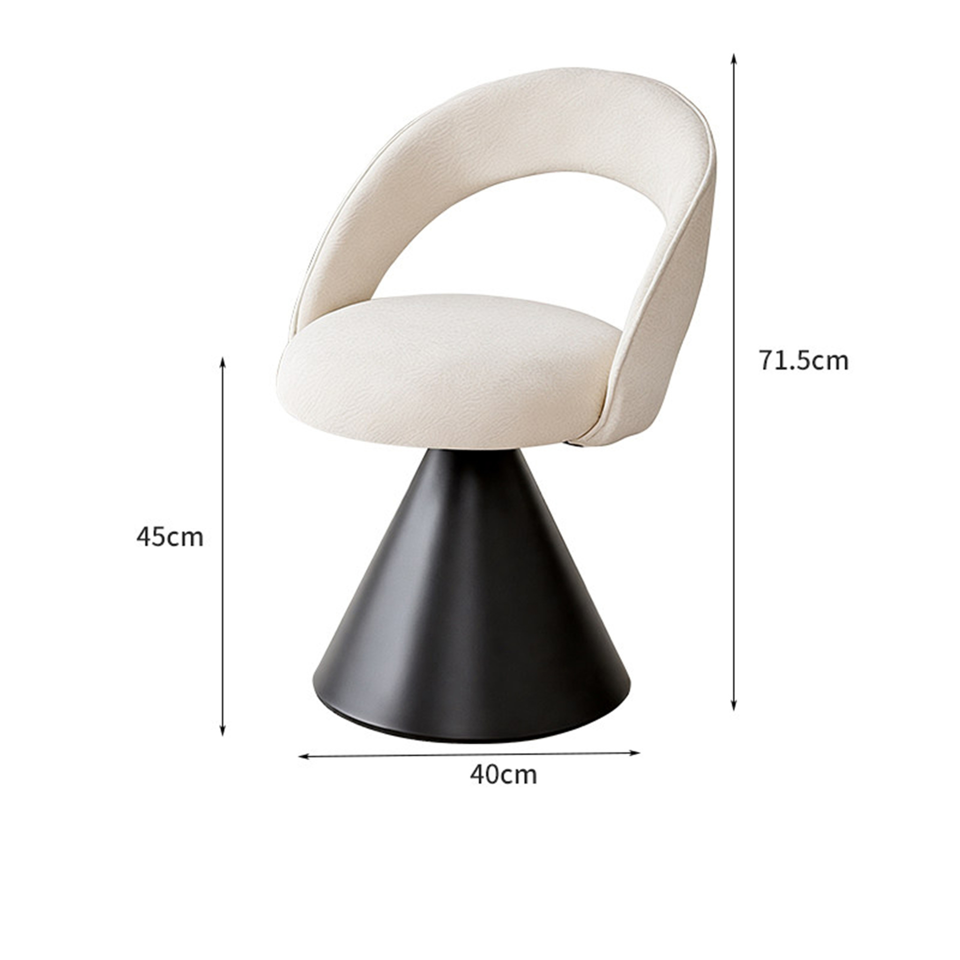 Milky white velvet chair (rotatable)