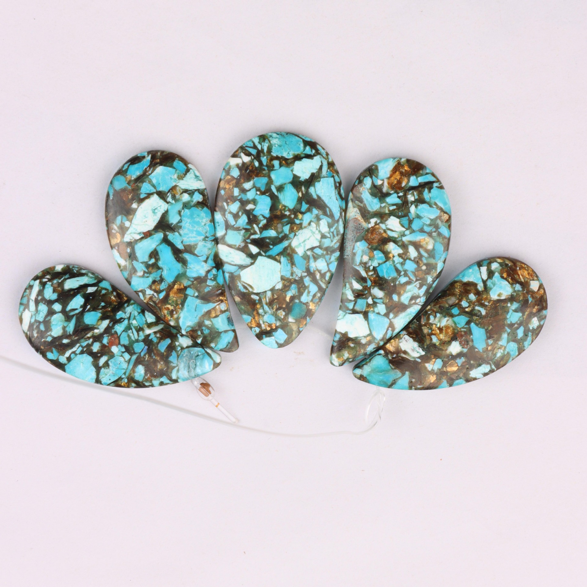 Golden bronze turquoise blue 5pcs