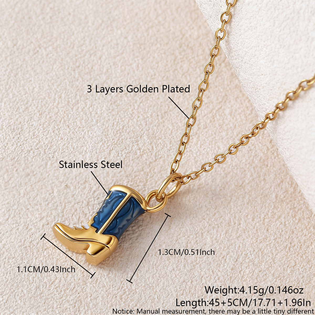 1:13*11mm blue boots necklace nao12-10