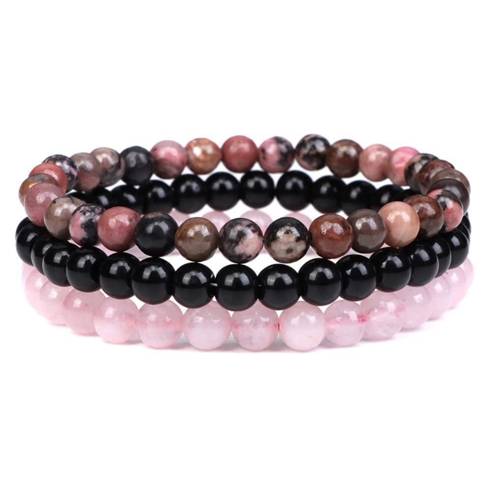 10:6mm Rhodonite blackstone rose quartz